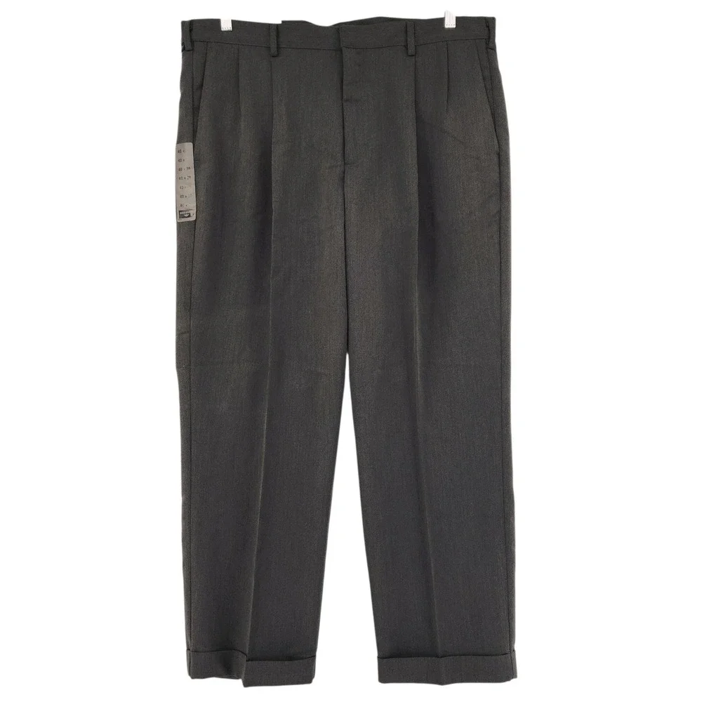 Dockers Dress Pants 40x30 Mens Gray Relaxed Fit Pleated Cuffed Washable‎ NEW